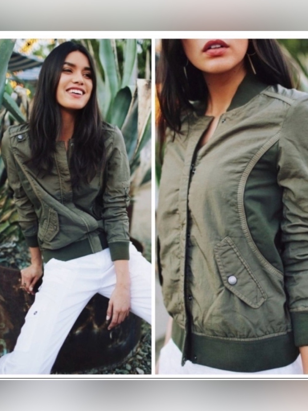 Anthropologie Marrakech Vista Bomber Jacket, Olive Green, Size Small - Picture 8 of 8